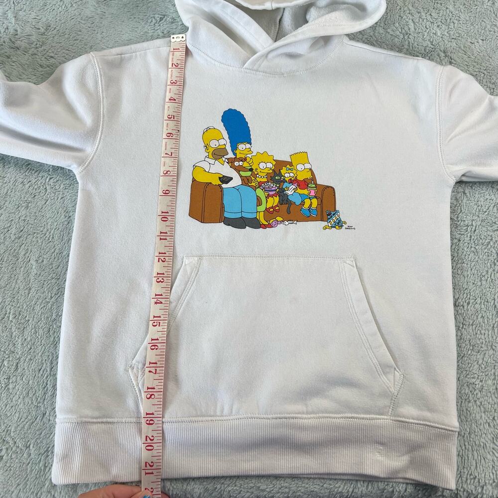 Simpsons Family Couch Kid's Youth Size Medium White Hooded Sweatshirt White - Picture 8 of 8